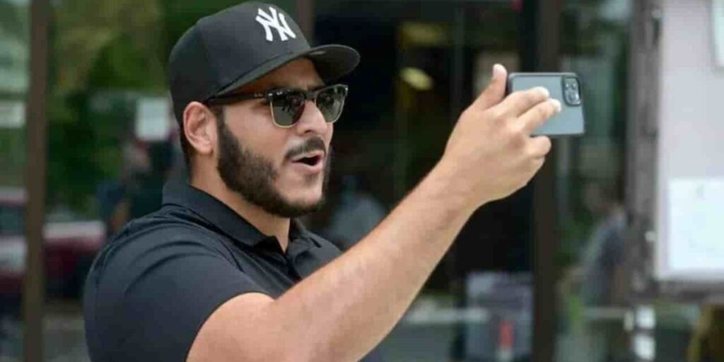 Sean Paul Reyes recording a YouTube video for Long Island Audit channel