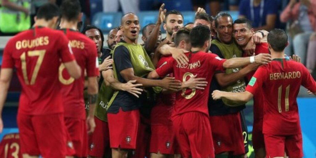 Cristiano Ronaldo playing in Portugal vs Spain Group B match at the 2018 FIFA World Cup in Fisht Stadium, Sochi, Russia