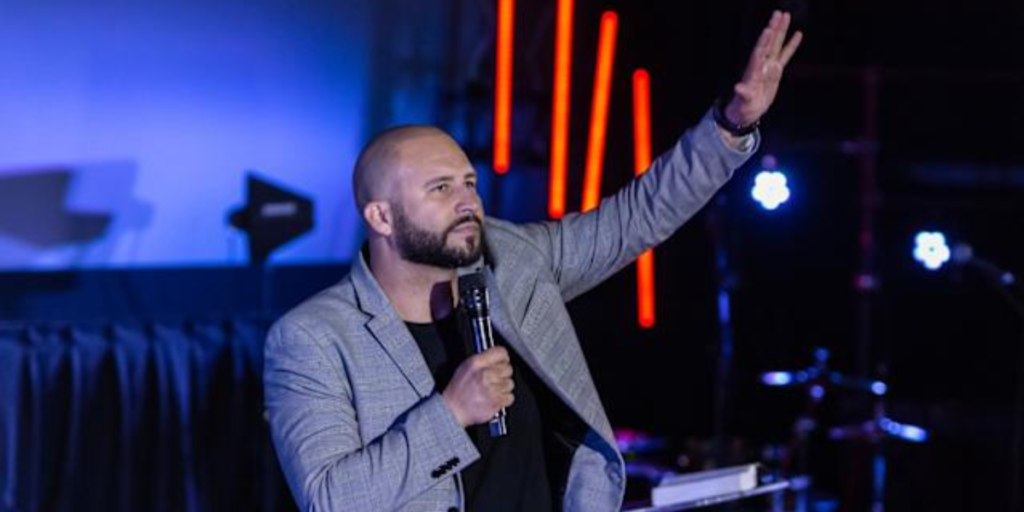 Mike Signorelli preaching about mental health and spirituality at V1 Church