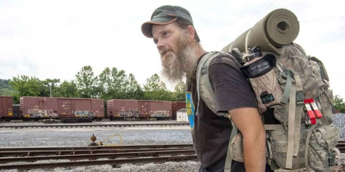 A symbolic scene showing freedom and danger inside a moving train