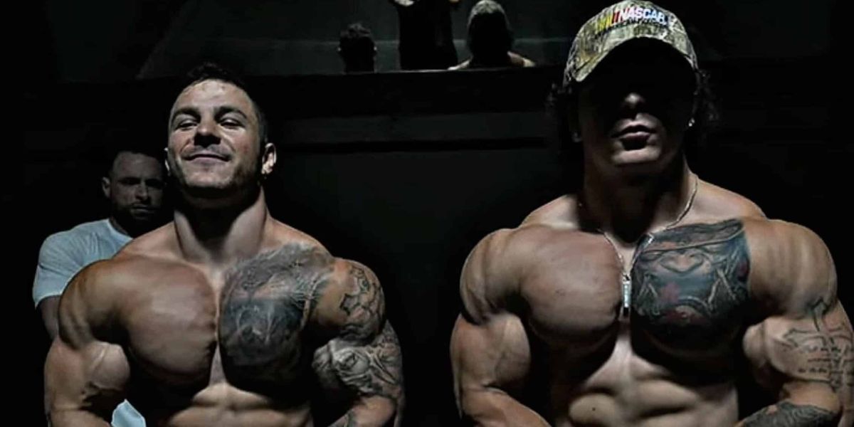 Tren Twins Christian and Michael Gaiera showing their muscular physiques and fitness training in the gym